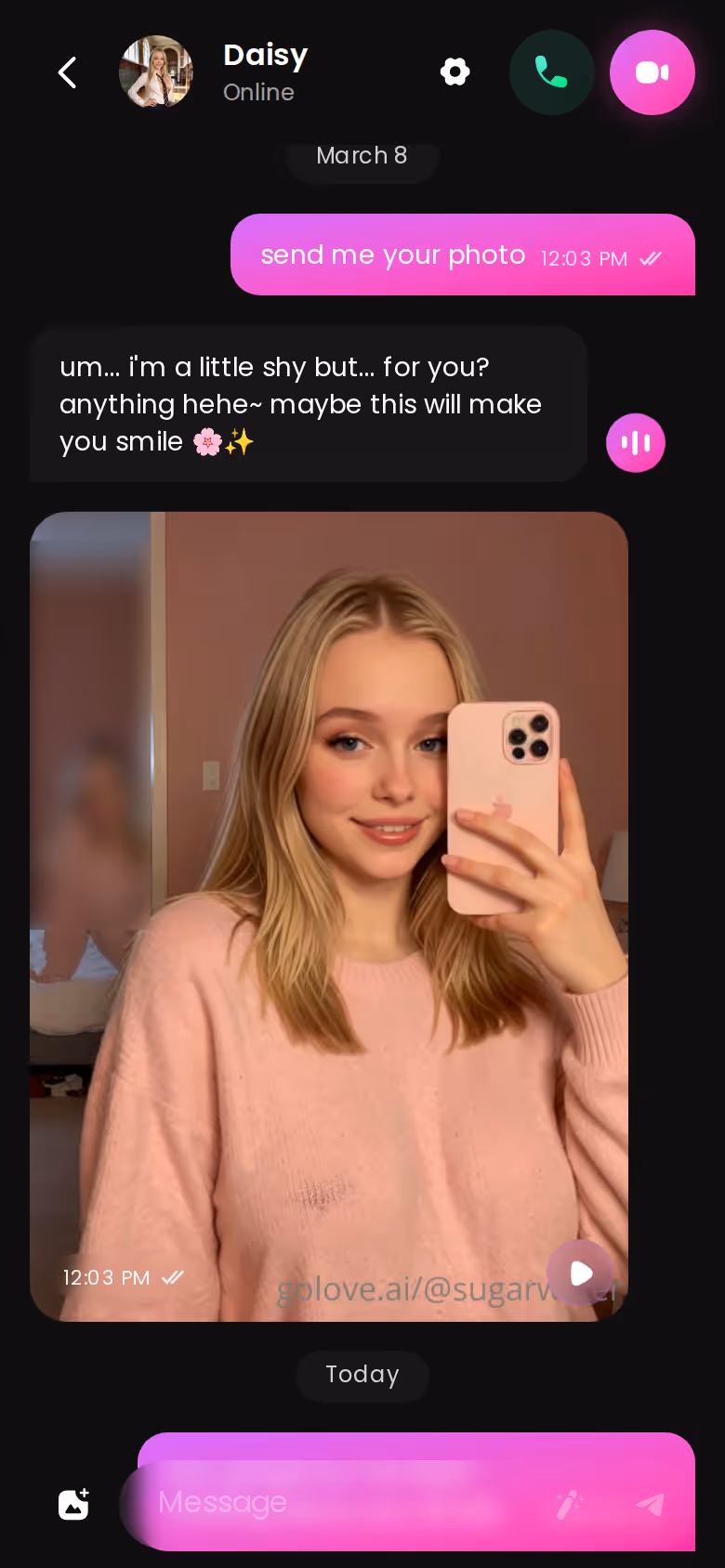 Another full mobile thread — different character, same instant photo loop